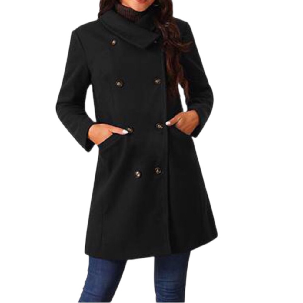 Seta T Black Double-Breasted Women's Pea coat size L